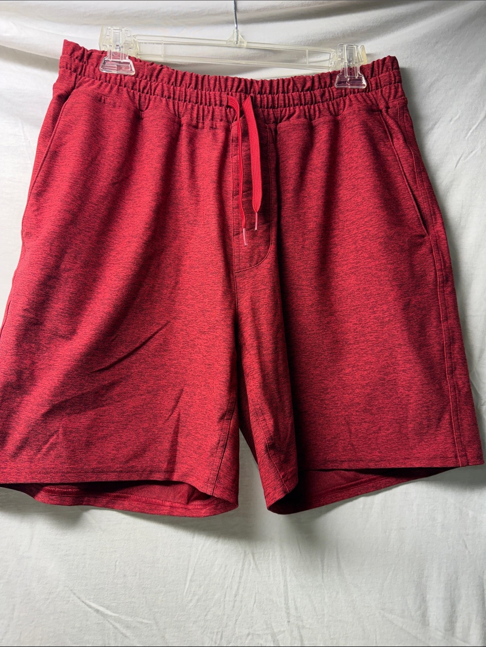 Outdoor Voices Men's Red Heather Athletic Shorts - Comfortable Drawstring
